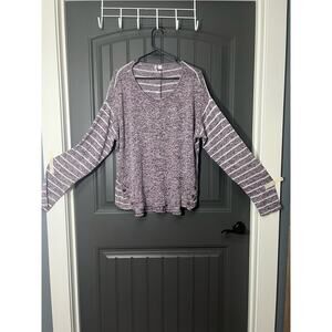 Cato Maroon Striped Cardigan with Elbow Patches Size 22/24